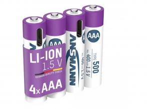 AAA Újratölthető elem - 1,5 V / 500-as típus (min. 400 mAh) / 0,74 Wh - USB C típusú töltőcsatlakozóval