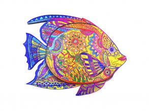 Fa puzzle, színes A4 méretű hal