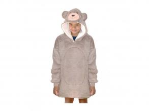 Noxxiez plüss kapucnis pulóver, M, medve, 160 cm-ig