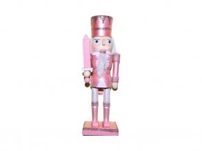 Diótörő 20 cm-es, rózsaszín ruhában és kalapban, rózsaszín karddal