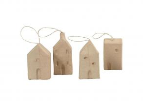 Papírmasé házak, 4 db