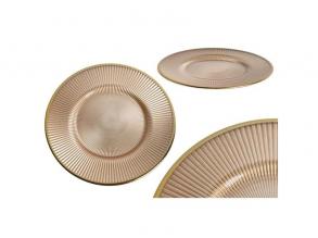 IRIS üveg tányér bordás arany 21x1,3cm