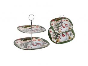 IRIS 2 szintes üveg sütikínáló hóemberek minta 20cm+25cm