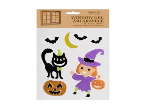 IRIS ablakzselé halloween boszi+fekete macska 20x25cm