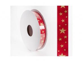 IRIS szalag textil csillagos piros 15mm/10méter