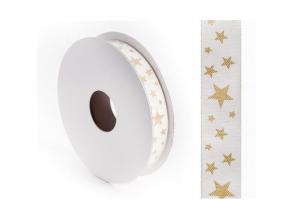 IRIS szalag textil csillagos krém 15mm/10méter