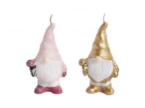 IRIS gyertya orrmanó rózsaszín, arany 6x4,4x11cm