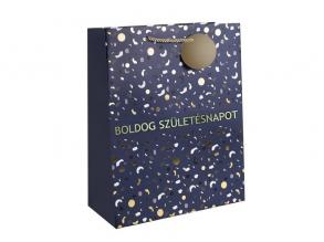 Iris boldog születésnapot kék/arany bs papírtasak matt 18*23 cm