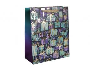 Iris ajándék papírtasak matt kék/lila 18*23 cm