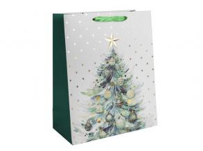 Iris fenyő arany díszes papírtasak matt 18*23 cm