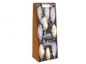 Iris boros fekete/arany happy birthday papírtasak 12*36