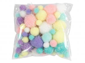 Pom-pomok pasztell színek, 62gr