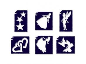 Hercegnős mini csillámtetoválás sablon szett 6db-os