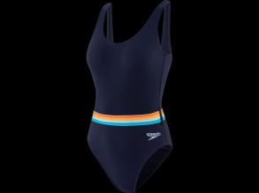 Belted Deep U-Back 1 Piece Speedo női fekete színes csíkos színű úszódressz
