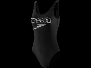 Stripe Logo Deep U-Back 1 Piece Speedo női fekete /fehér színű úszódressz