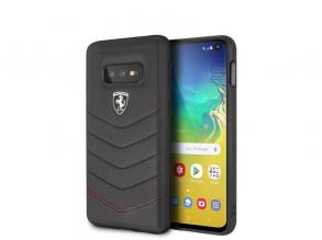 Ferrari Heritage Samsung S10 Lite tűzdelt bőr kemény fekete tok