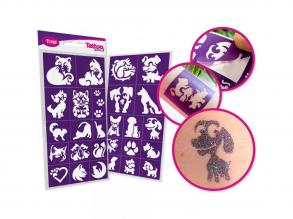 TyToo: Kutyák és macskák csillámtetoválás sablon szett 27db