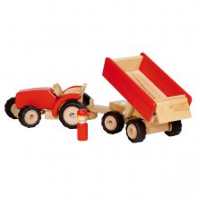 Fa traktor billenős pótkocsival, piros