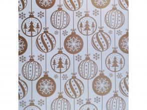 Aranyszínű karácsonyi díszek mintás csomagolópapír 200x70cm