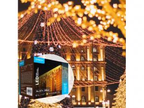 LED fényfüzér , bővíthető , beltéri/kültéri , 200 db LED , 4 m , meleg fehér , 8 programos , jégcsap , IP44 , Modee