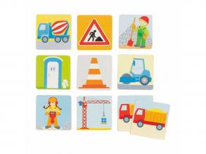 Goki fából készült memo játék, építkezés, 32 db