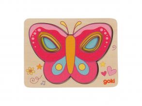 Goki fa réteges puzzle pillangó, 5 részes