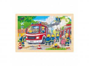 Goki fa puzzle tűzoltóság, 24 darabos.