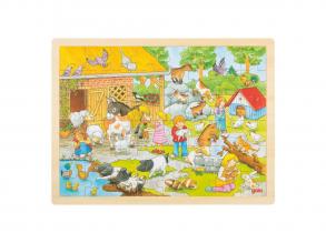 Goki fa puzzle állatsimogató, 48 darab.