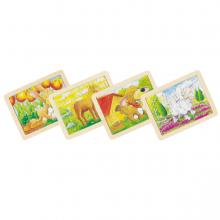 Fából készült puzzle - állatok, 6 féle, 1 darab