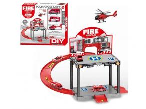 Tűzoltóállomás parkolóház játékszett kisautókkal