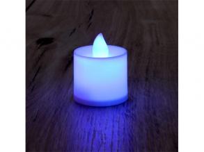 Gyertya alakú fix fényű LED-es lila fénydekoráció 4db/csomag