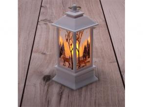 Karácsonyi jávorszarvas mintás 13x5,3x5,3cm LED-es fehér lámpás
