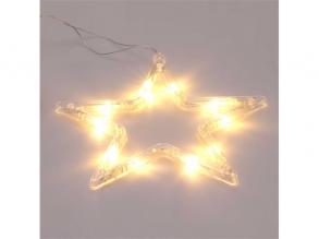 Csillag alakú 18x18cm/meleg fehér LED-es tapadókorongos fénydekoráció