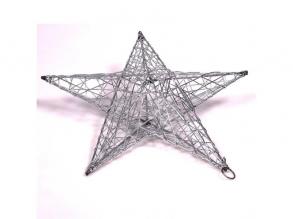 Csillag alakú 20cm/ezüst színű festett fém dekoráció