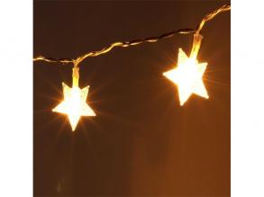 Csillag alakú fix fényű/3m/meleg fehér/20db LED-es/3xAA elemes fénydekoráció