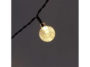 Buborékgömb alakú 16mm/8 programos/12m/IPX3 szabványos/meleg fehér//100db LED-es/napelemes fénydek.
