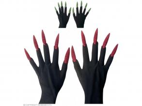 Fekete kesztyű, színes, csillámos hosszú körmökkel, 2 féle, 1 pár