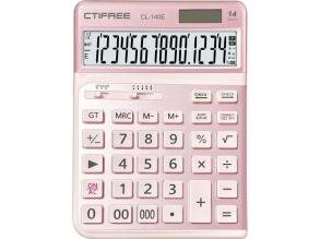 CTIFREE CL-140E PINK rózsaszín ergonómikus számológép, 145x198mm, 14 számjegy, dual power, 2 év garancia