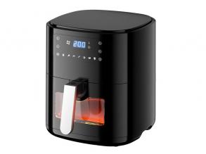 TOO AF-650-B 1500 W fekete 6 L forrólevegős sütő (air fryer) digitális vezérléssel, betekintő ablakkal