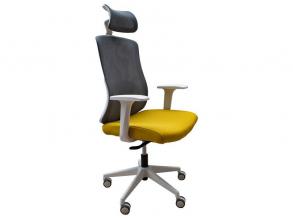 IRISOffice Aurora sárga/szürke ergonómikus, szövet-hálós irodai forgószék fej és háttámasszal