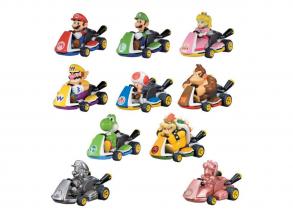 Mario Kart mini autó visszahúzható funkcióval, többféle, 1 db