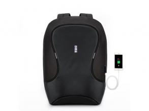 TOO 15,6" lopásbiztos/vízálló/USB portos fekete hátizsák