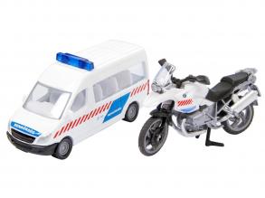 Magyar rendőrségi busz és motor
