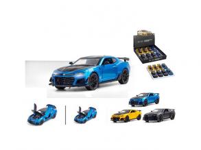 Pull Back Prémium hátrahúzható Camaro játékautó nyitható ajtókkal 1/24 többféle változatban 1db