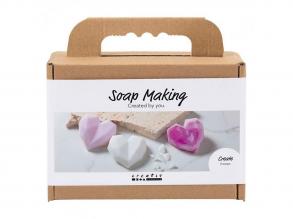 Mini hobbi készlet, rózsaszín, szív alakú szappankészítéshez