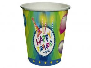 Happy Birthday papírpohár 8 darabos - 250 ml