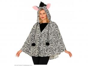 Zebra mintás poncsó női jelmez felnőtt általános méretben