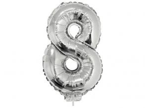 Számos lufi - 8, ezüst, 42 cm