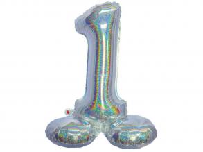 Ezüst színű hologramos lábas lufi - 1