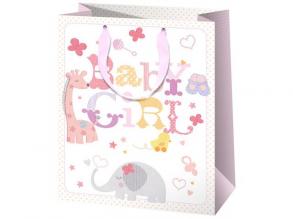 Exkluzív közepes Baby Girl ajándéktáska 18x23x10cm